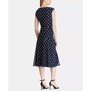 Lauren by Ralph Lauren Polka Dot Midi Wrap Dress w/ Flutter Sleeves Sz 16